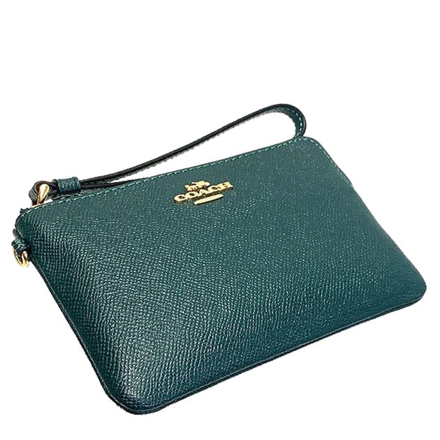 Coach F58032 Wristlet Corner Zip Pouch in Forest Green Women s