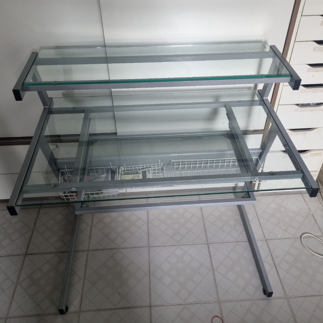 Computer glass table, Furniture & Home Living, Home Fragrance on Carousell