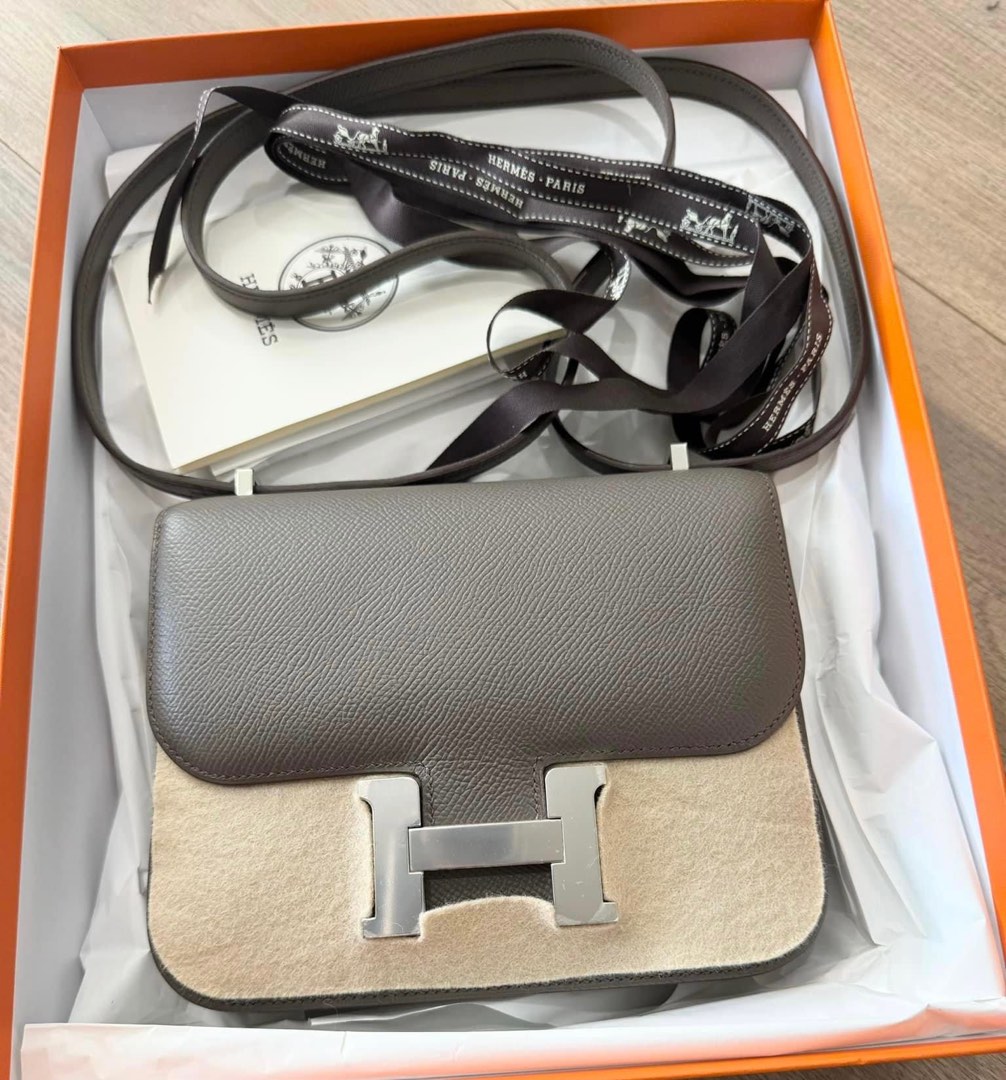 Hermes Constance Mini 18 Gris Etain Gray Epsom Handbag