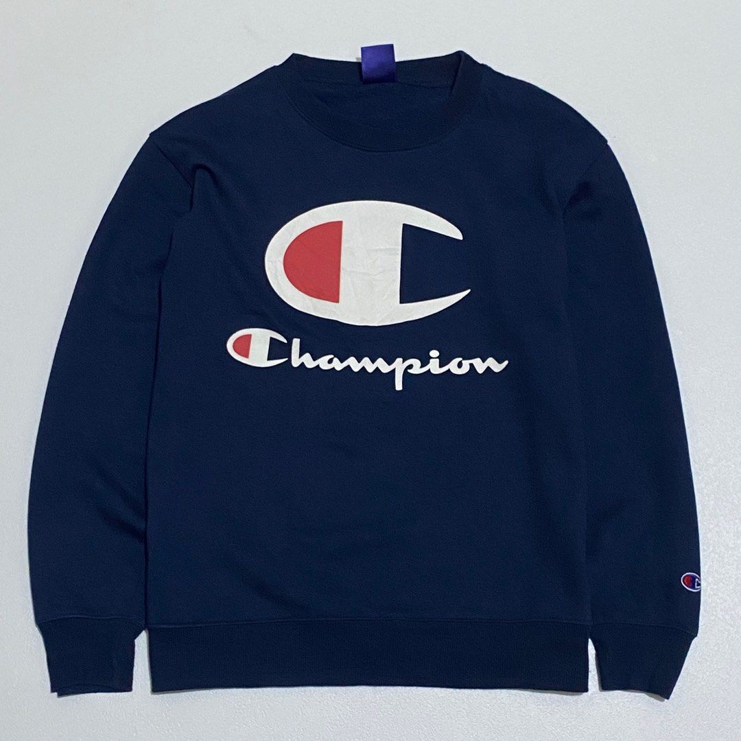 Sweatshirt Navy Hoodie Champion Crewneck Script Crewneck Champion