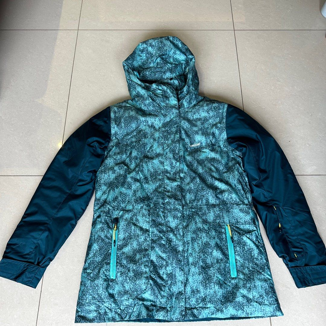 Decathlon Kids Women Snowboard and Ski Jacket SNB 500 Green Turquoise Yellow