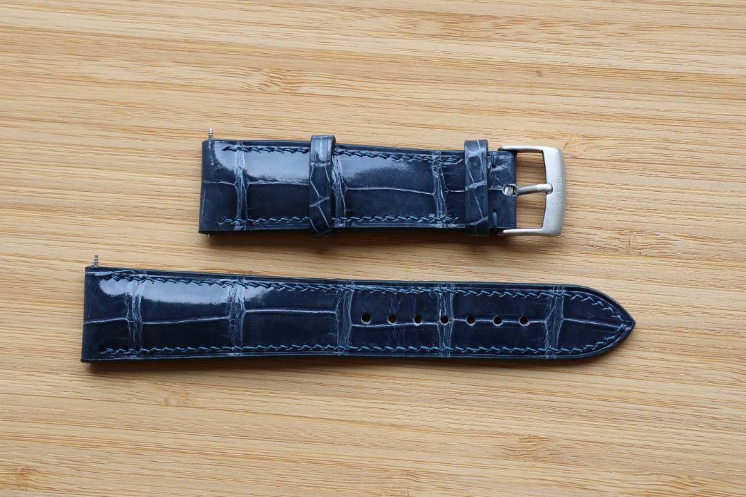 Glossy Lagoon Blue Crocodile Signature Strap - Delugs