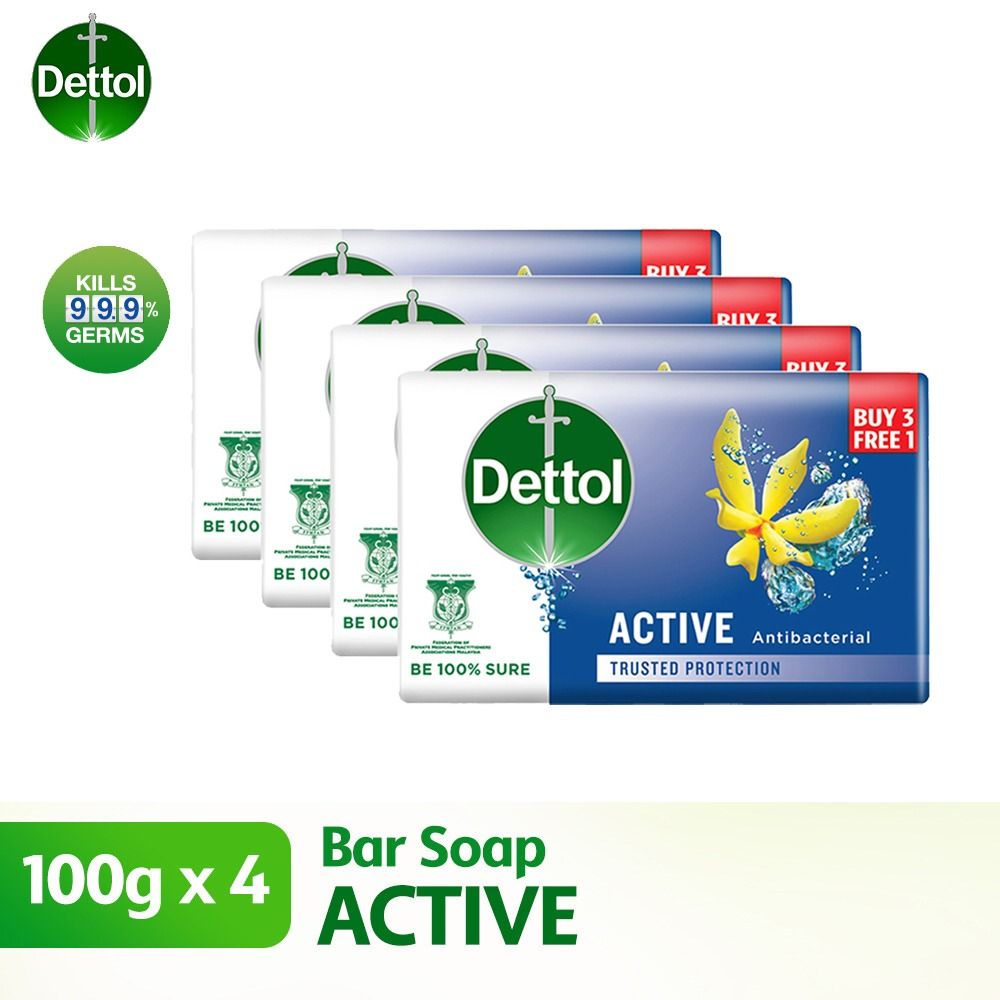 Dettol Bar Soap 100g x 4 pack. Kills 99.9 Germs. Assorted Variety