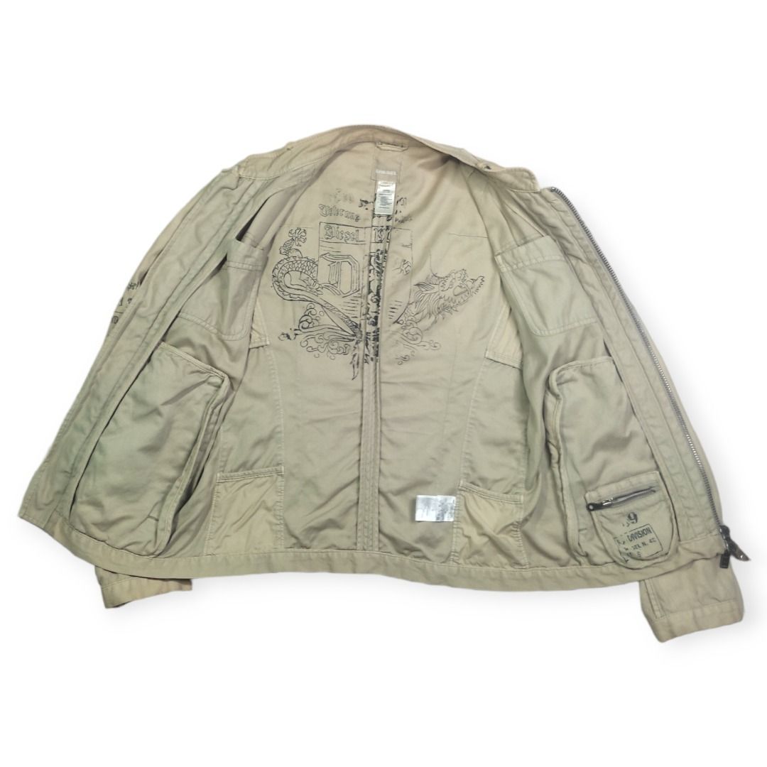 Diesel 83rd Division Military Jacket Dragon Print Vintage