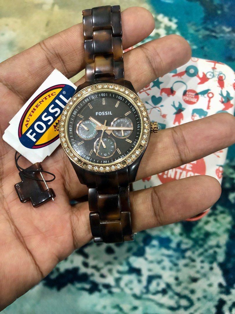 Tortoise shell fossil watch hotsell