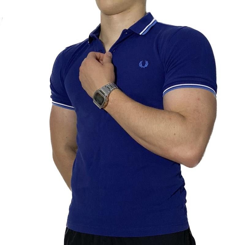 Fred Perry Slim Fit Navy Blue White Blue Stripe Men s