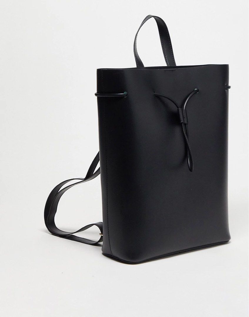 French Connection Drawstring Vegan Leather Backpack Women s