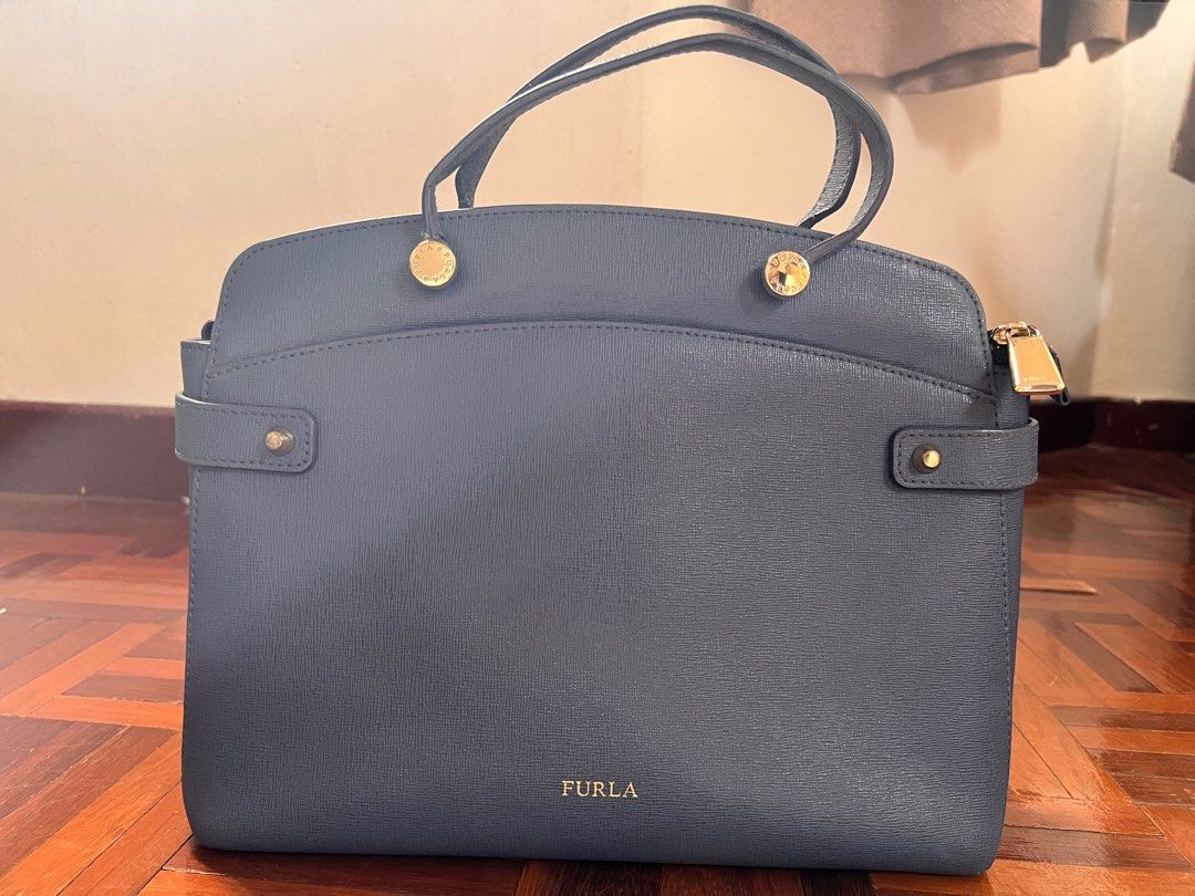 FURLA Agata M Tote Bag Denim blue color