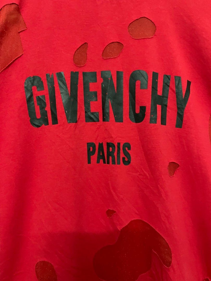 Givenchy red top t shirt distressed