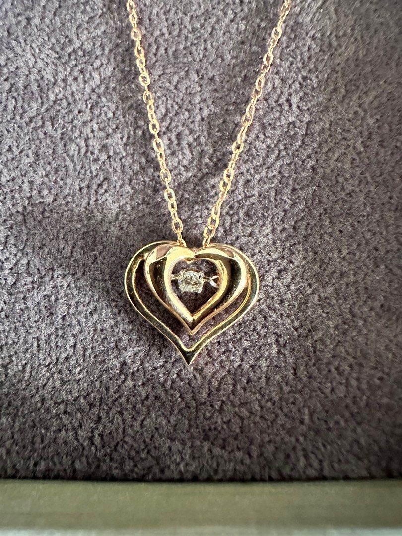 Gold heart new arrivals diamond necklace