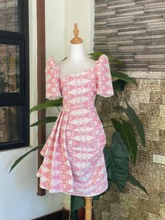 Hand Woven Pink Filipiniana Dress for rent