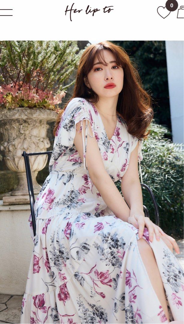 日系her lip to floral dress, 女裝, 連身裙& 套裝, 連身裙- Carousell