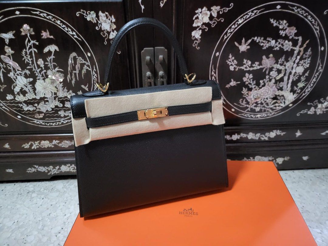 Hermes Kelly 25 Black Epsom GHW, Luxury, Bags & Wallets on Carousell