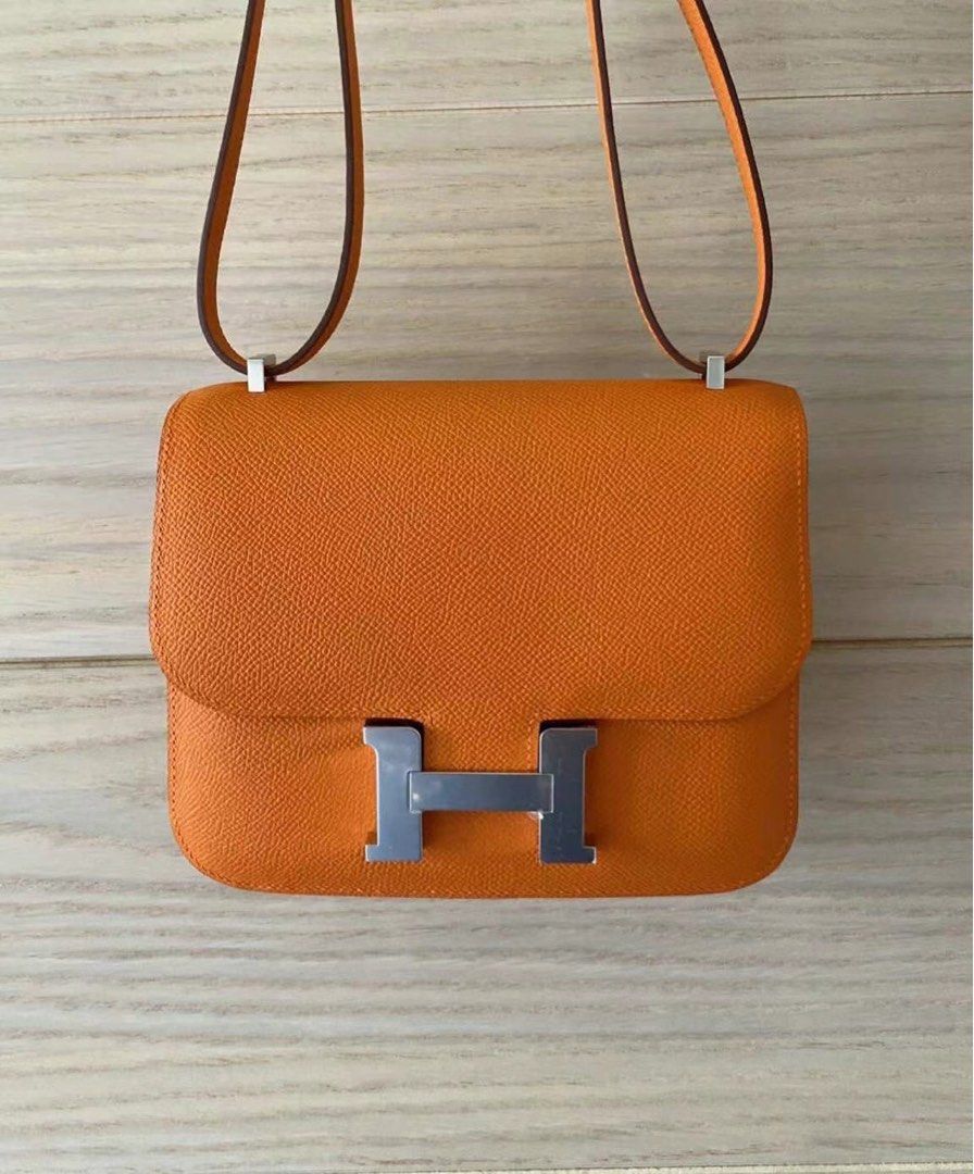 Hermes Mini Kelly 22 Pochette Bag 8v Poppy Orange swift GHW