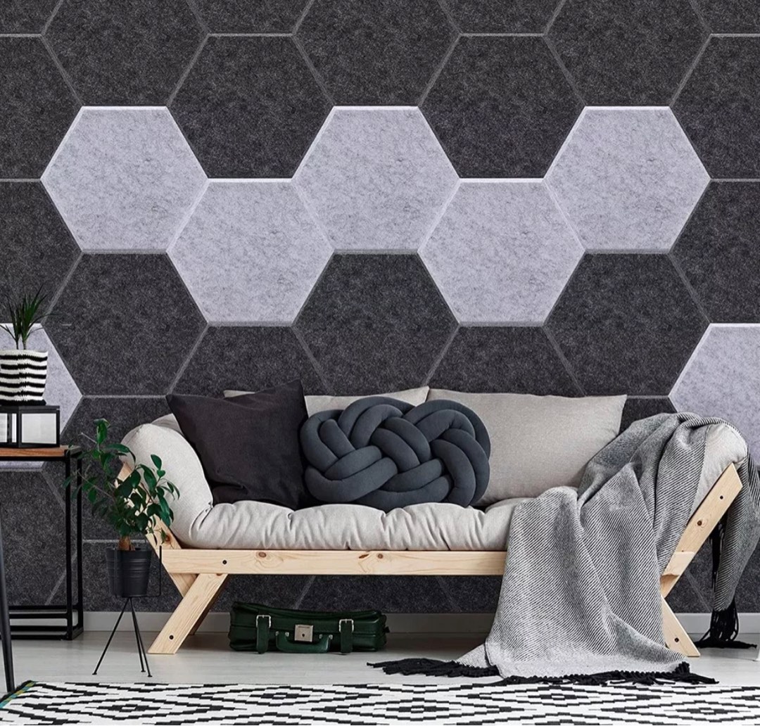 Hexagon sound proof panel foam, Furniture & Home Living, Home ...