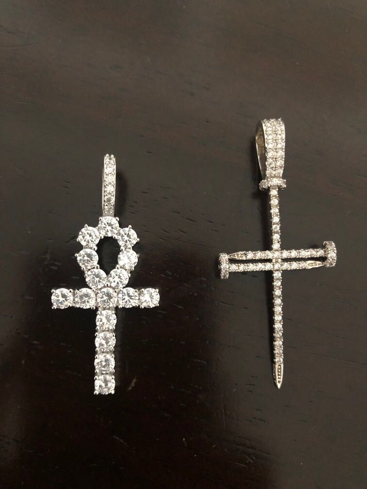 White gold rope chain with cross store