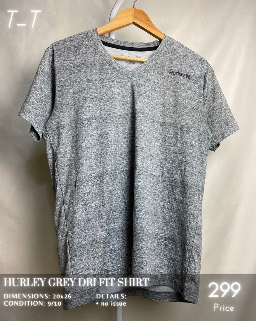 Hurley grey dri fit shirt, Men's Fashion, Tops & Sets, Tshirts & Polo