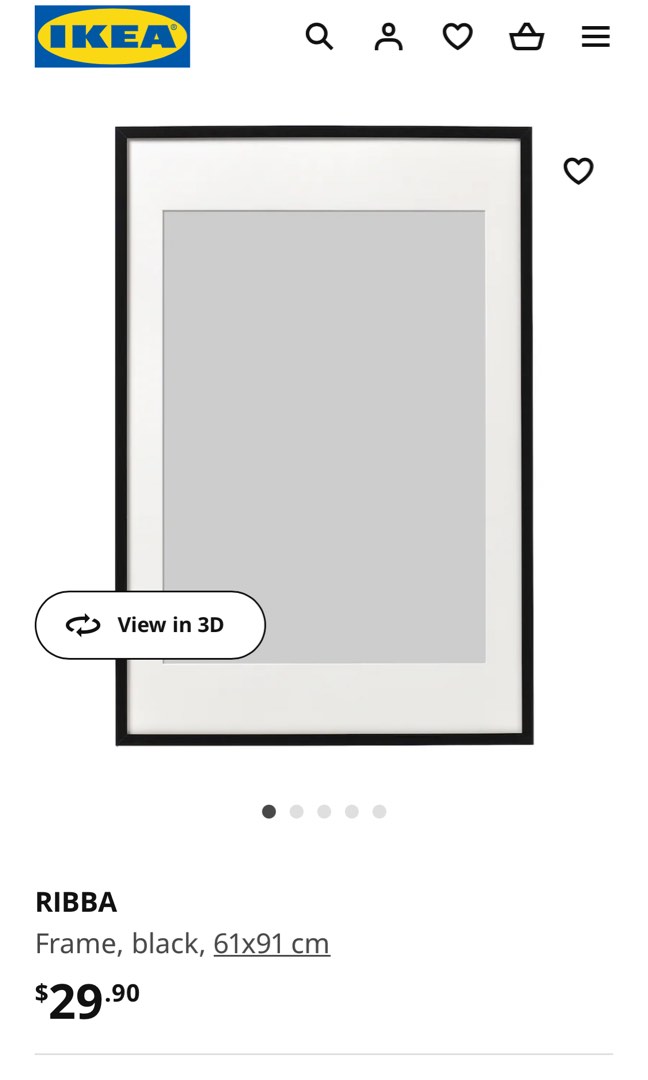 Ikea Ribba Frame, black, 61cm x 91cm, Furniture & Home Living, Home
