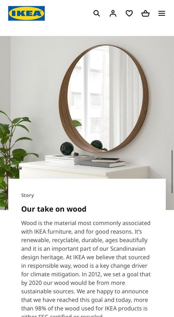Ikea Stockholm Mirror 80cm, Furniture & Home Living, Home Decor