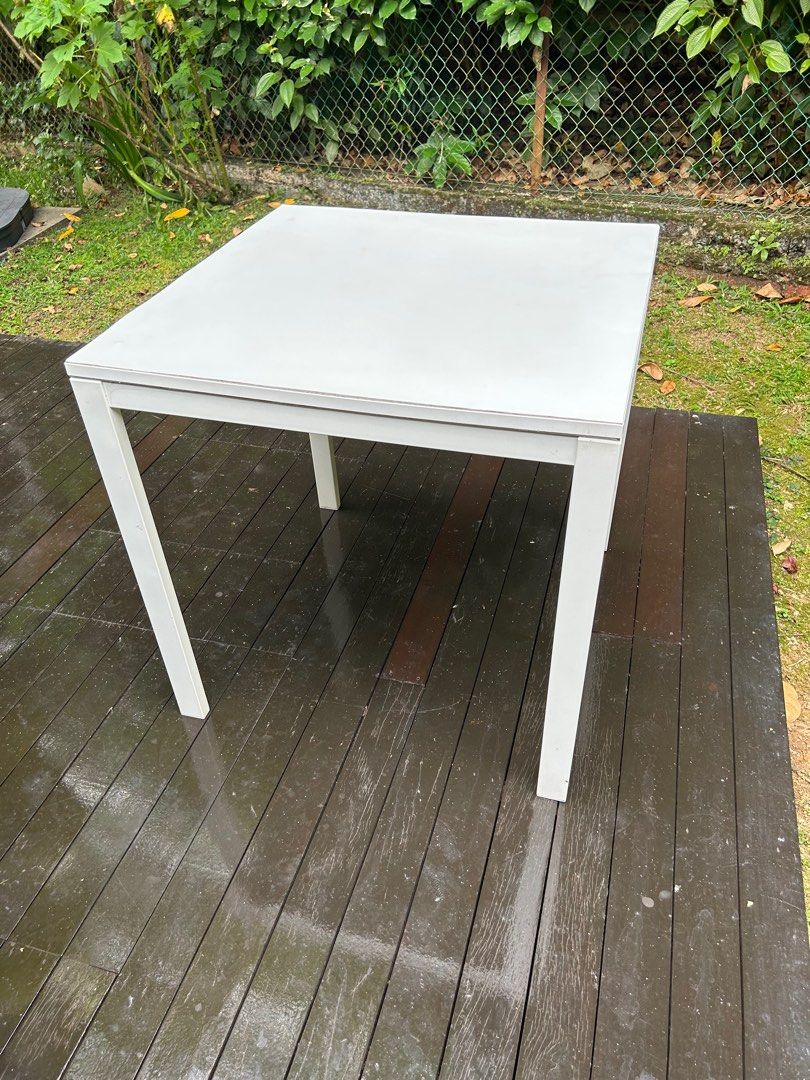 Square, modern IKEA table. Wood and metal. Good condition. , Furniture