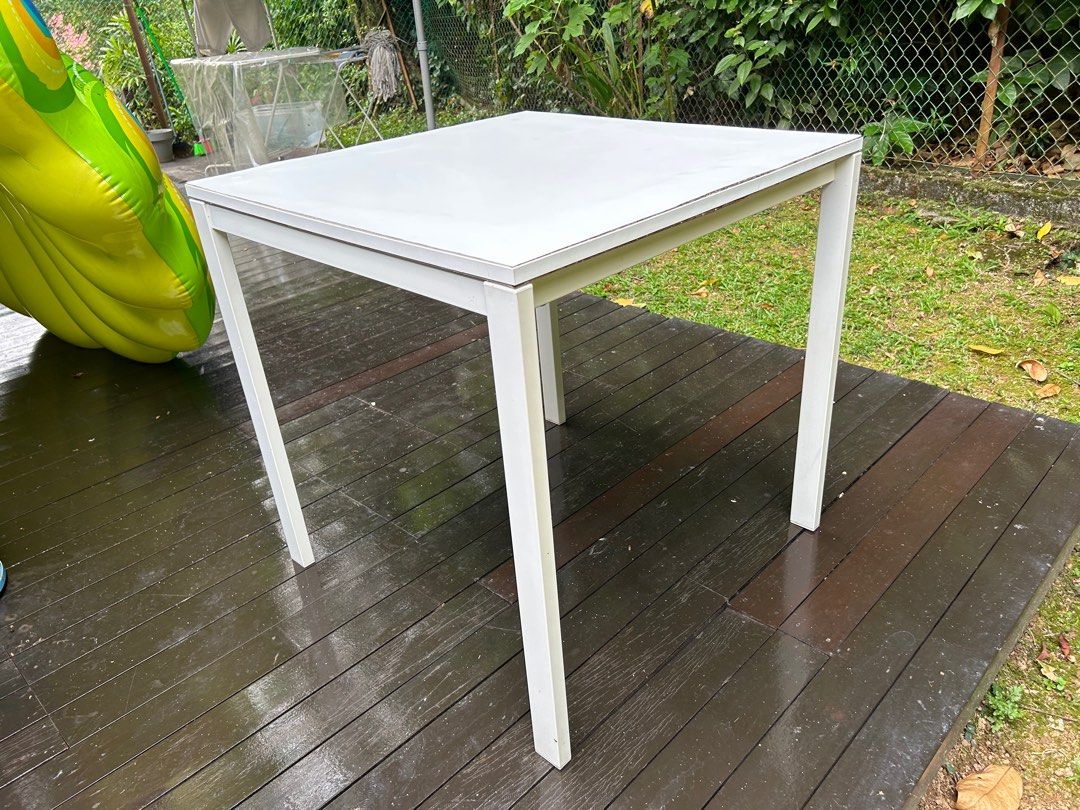Square, modern IKEA table. Wood and metal. Good condition. , Furniture
