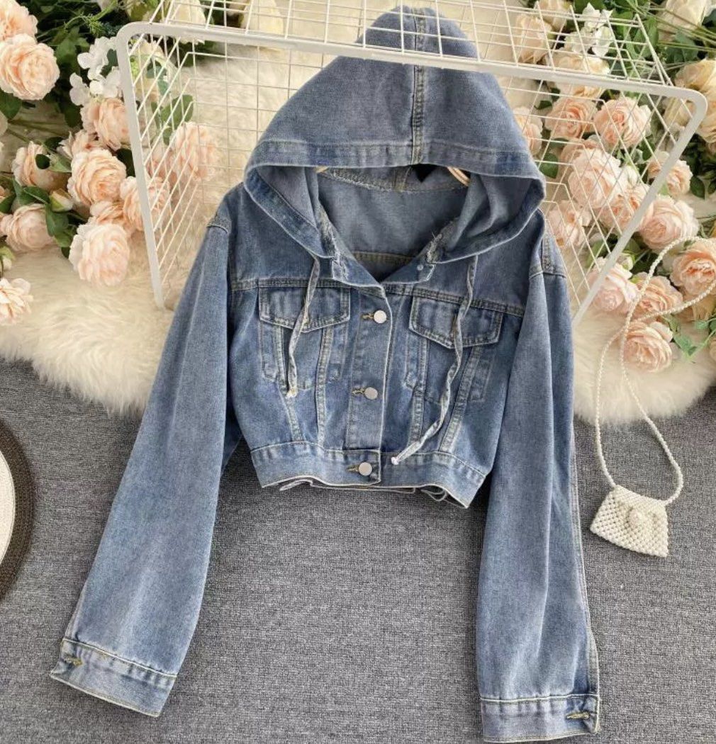 Girls hooded denim 2025 jacket