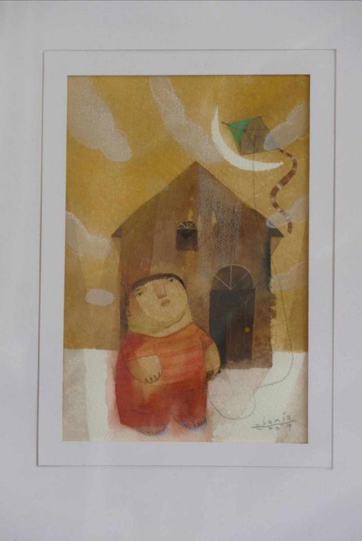 Kite flying by obemio (Category: Art & Prints) located in Manila. Submitted by megaworld_art (Listing ID 1257829168, Image 1). Description: 71/2x11 water color on paper 2009 with certificate of authenticity Cash on delivery metro manila.
