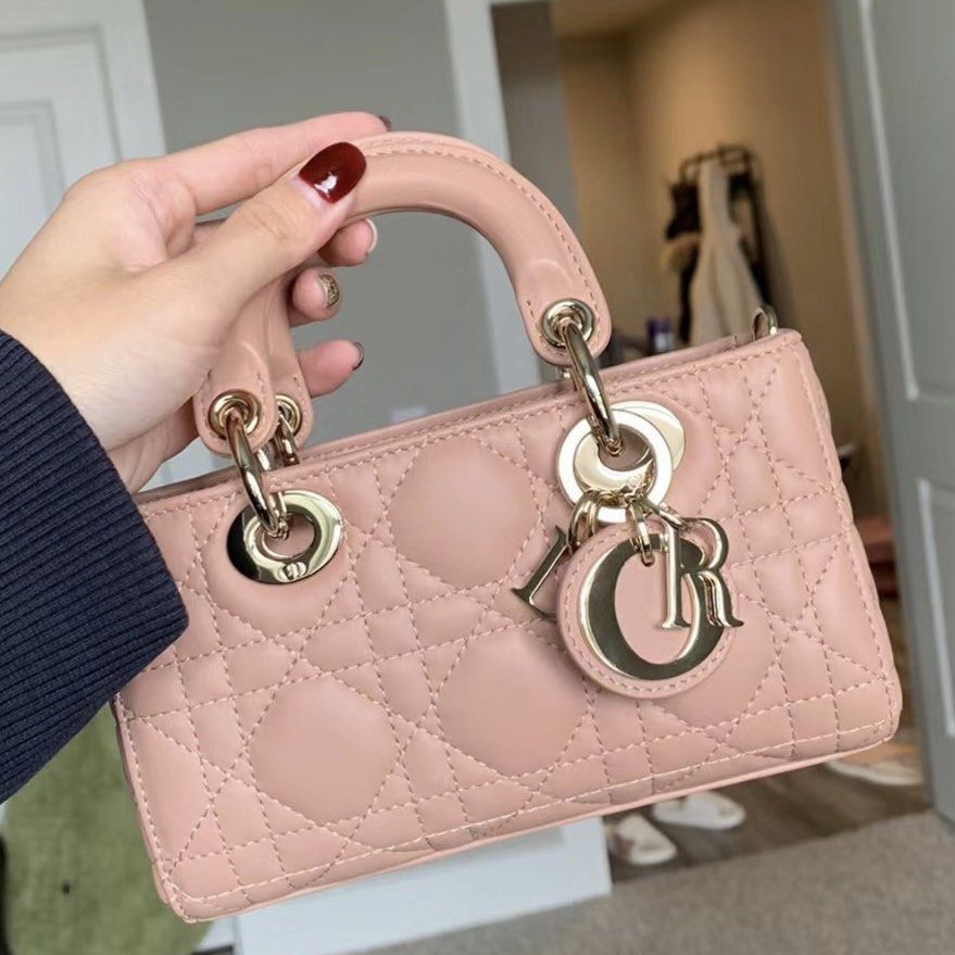 my first dior bag 🥲🤍 small lady d-joy in antique pink patent #ladydi, Dior