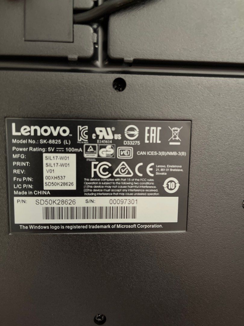 Lenovo keyboard SK-8825, Computers & Tech, Parts & Accessories ...