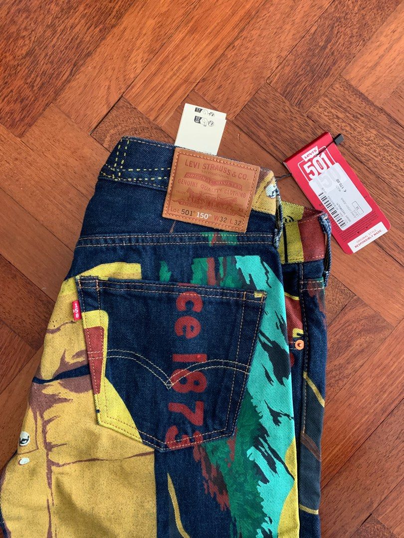 Levi's banner print 150 anniversary 501 jeans long pants, Men's