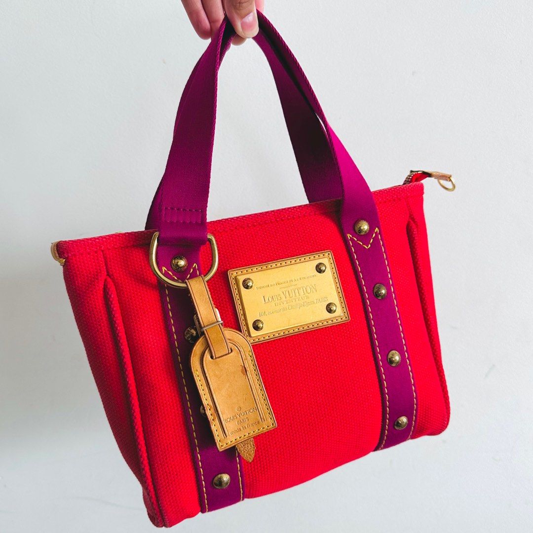 Authentic Louis Vuitton Pink Antigua Cabas PM Bag, Luxury, Bags
