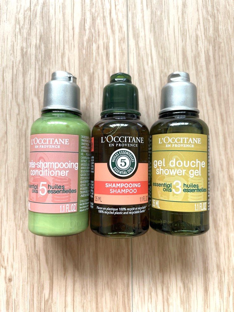 L’Occitane Essential Oils Bath Amenity Set (35ml Shower Gel, Shampoo