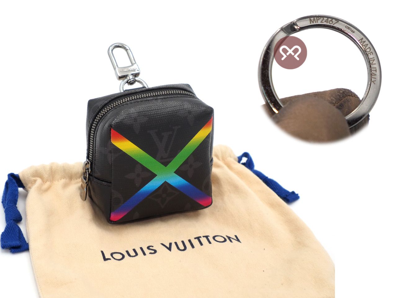 LOUIS VUITTON Monogram Eclipse Rainbow Box Pouch Bag Charm Key