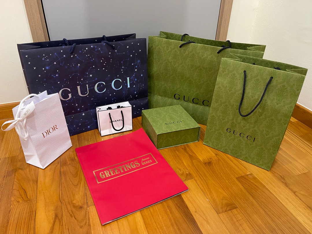 Chanel Boxes And Dior Empty And Paper Bag And Gucci Small Shopping
