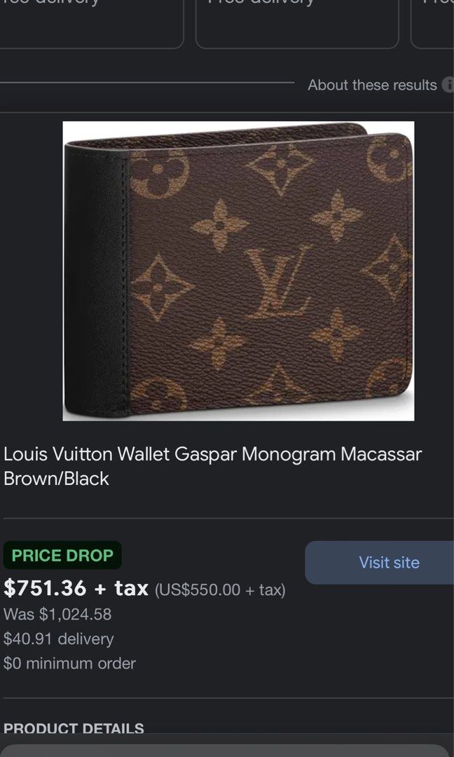 LOUIS VUITTON Monogram Macassar Gaspar Wallet 967722