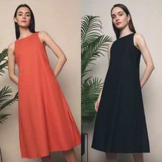 Mandala Racerfront Midi Dress (Rust/Black)