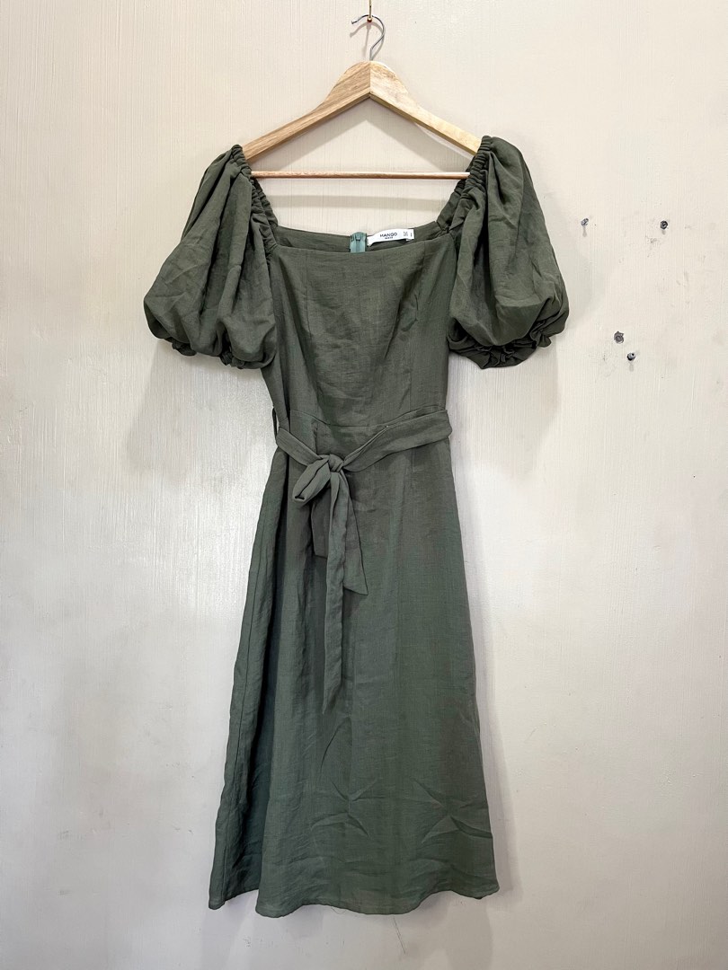 Mango Olive Green Dress, Women's Fashion, Dresses & Sets, Dresses on Carousell