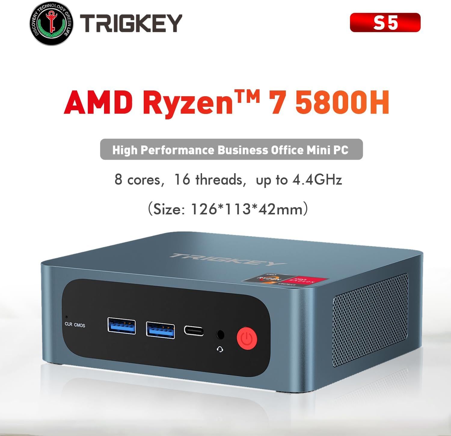AMD Ryzen7 5800H 4.4GHz SER5 Pro Mini PC 8-Core 16-Thread, 16GB