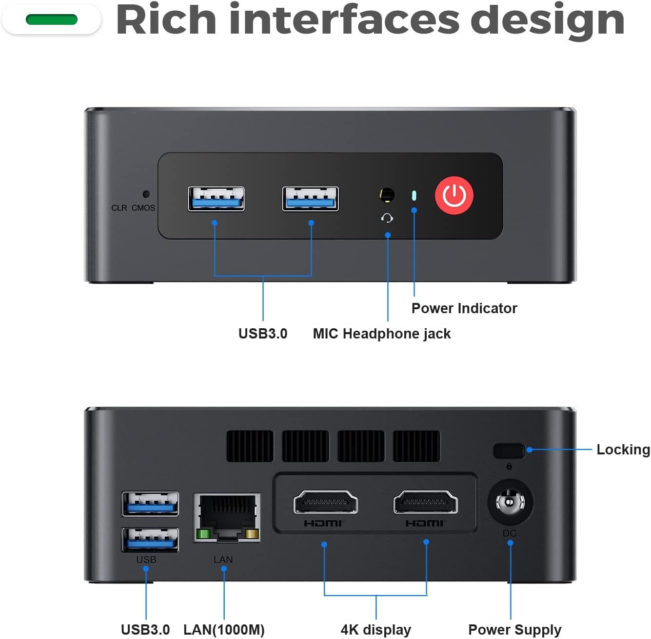 Mini PC N5095(4C/4T,Up to 2.9Ghz) 16G DDR4 500G M.2 SSD, TRIGKEY Green G3  Mini Computer Support W11 Pro/Dual 4K@60Hz HDMI/WiFi 5/BT 4.0/, Office/Home 