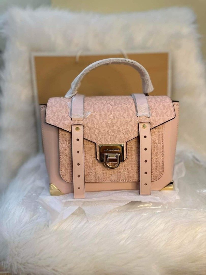 MK Manhattan Medium Satchel Powder Blush Leather Cross Body Bag Women s Fashion Bags Wallets Cross body Bags on Carousell