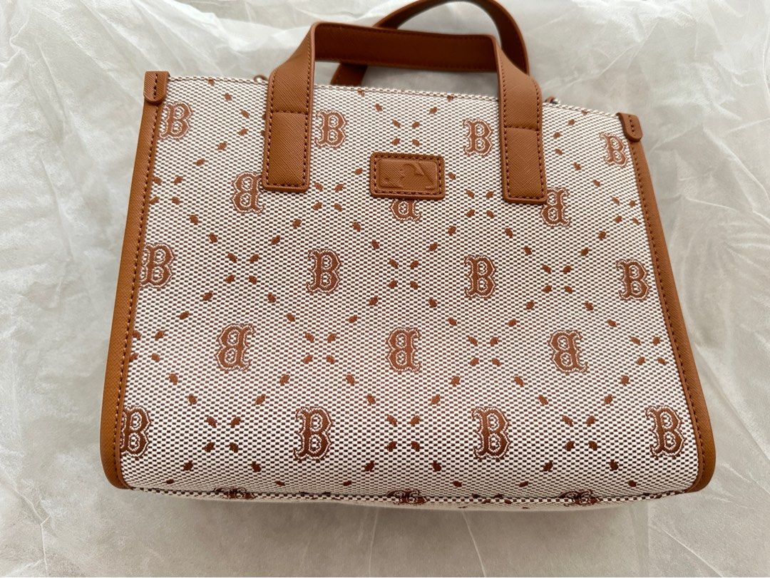 Big Dia Monogram Jacquard Small Tote Bag Boston Redsox Brown