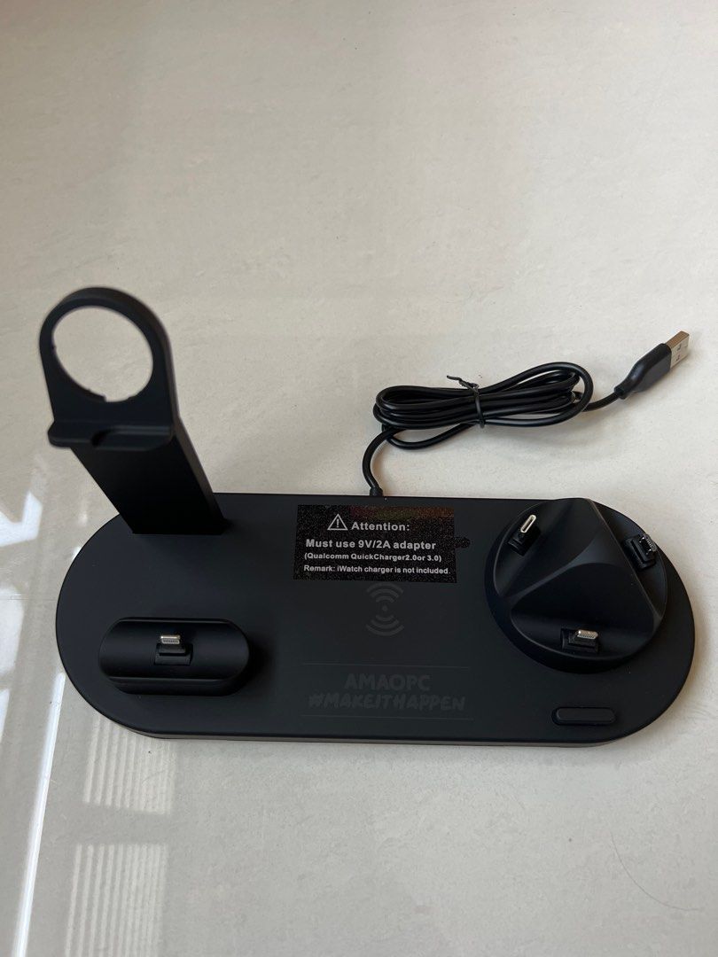 Multi Function Charging Stand (Category: Chargers & Cables) located in Singapore. Submitted by audir8 (Listing ID 1257774316, Image 2). Description: Brand new 3 in 1 charger dock for iPhone/micro USB/ type-c phones Take note Apple Watch charger is not included hence you will need to add the Apple Watch charger on the stand (see last few photos).