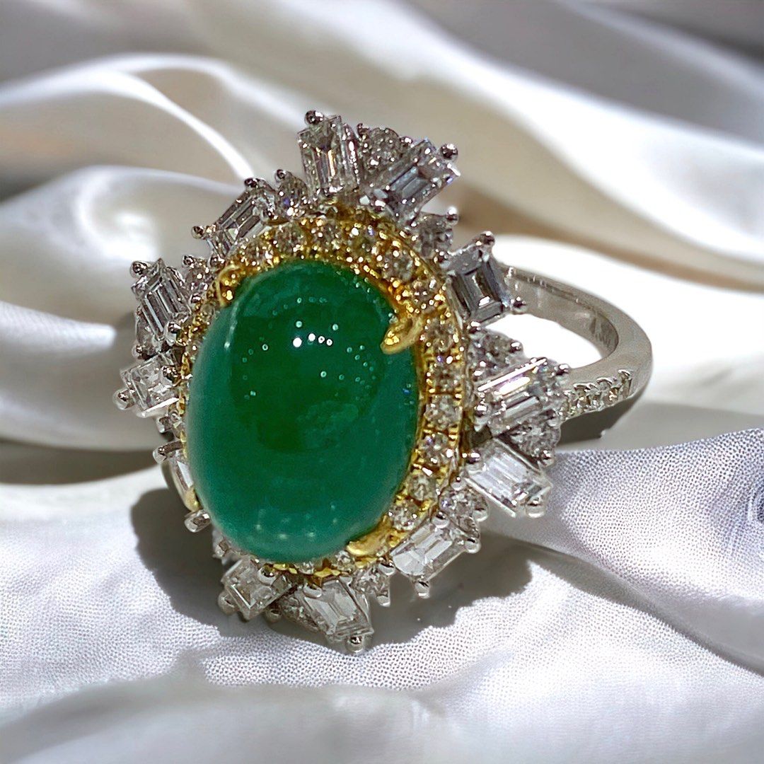 Real emerald online gold ring