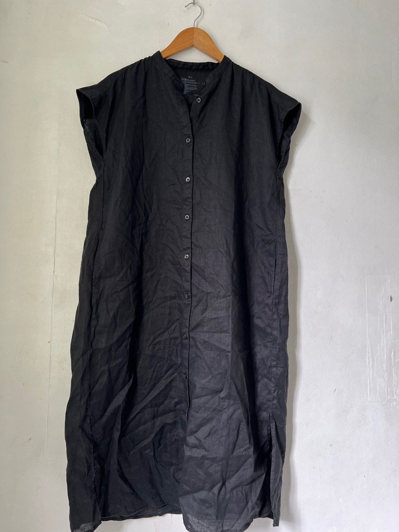 NEW MUJI linen french sleeve dress, Women's Fashion, Dresses & Sets, Dresses  on Carousell