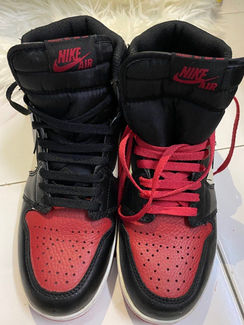 Nike air jordan 1 retro high bred best sale toe cuts 2019
