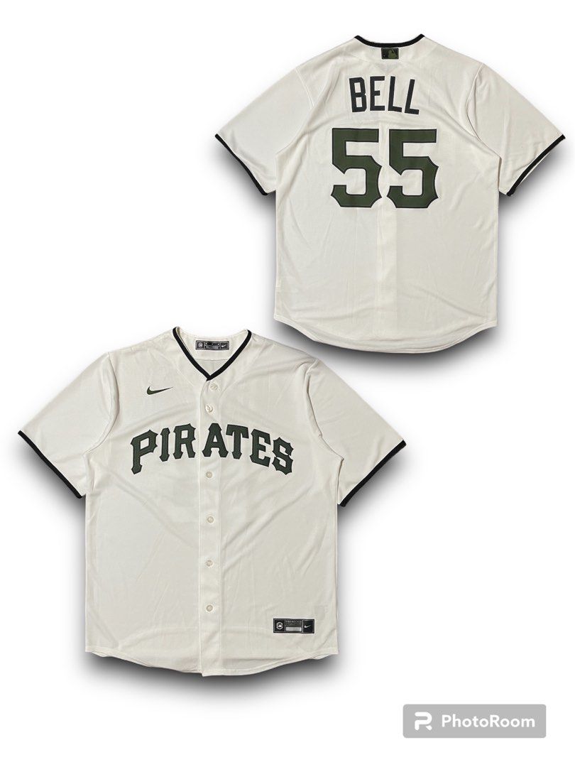 Pittsburgh Pirates Nike Official Replica Home Jersey - Mens with Bell 55  printing