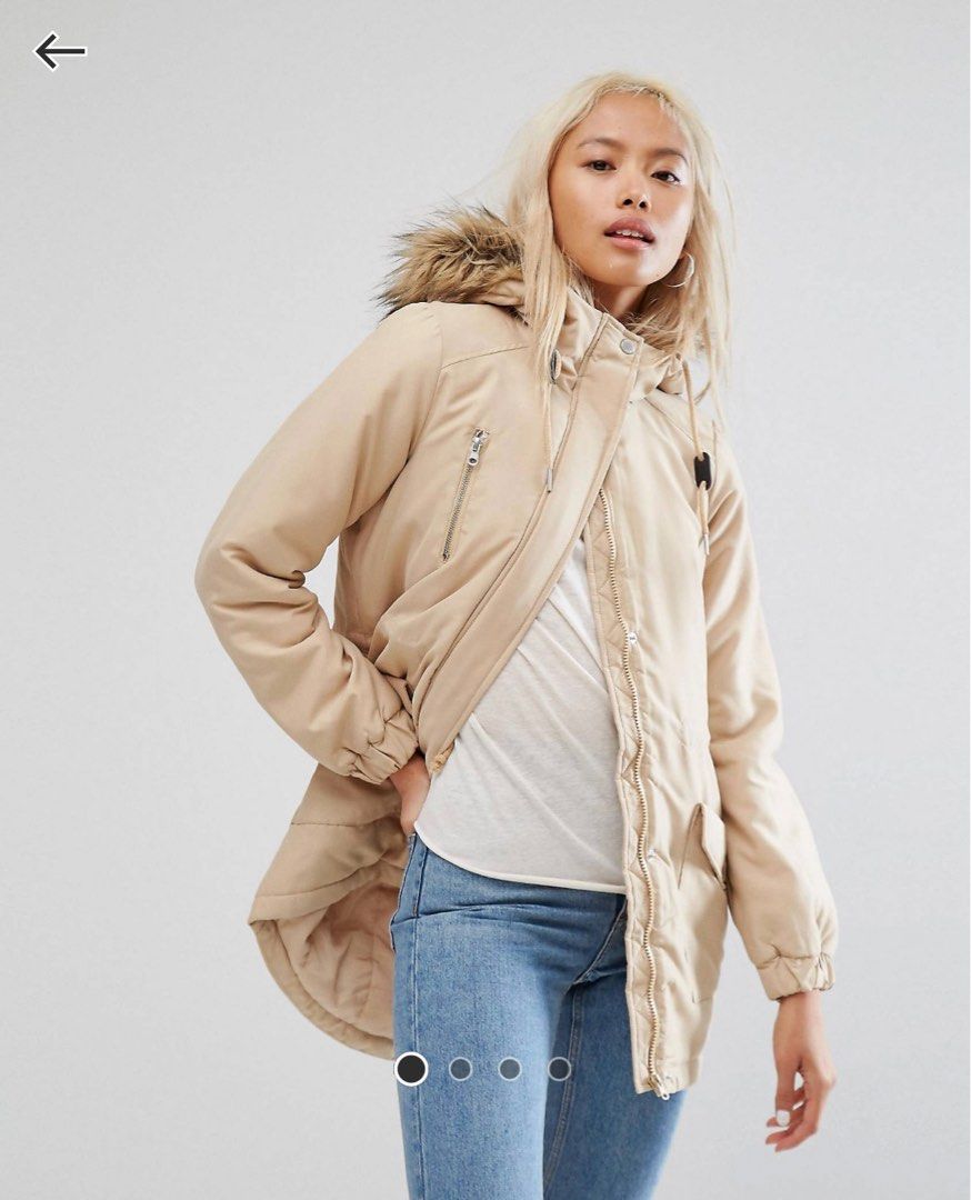 Noisy may parka clearance with faux fur hood