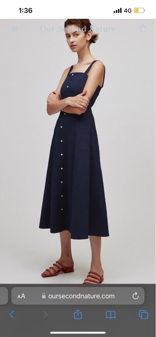 OSN our second nature button down fitted dress Women s Fashion