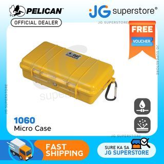 Pelican 1060 Micro Case Watertight Crushproof Dustproof Hard Casing with Rubber Liner, Automatic Pressure Equalization Valve for Phones Small Electronics (Red, Yellow) | JG Superstore