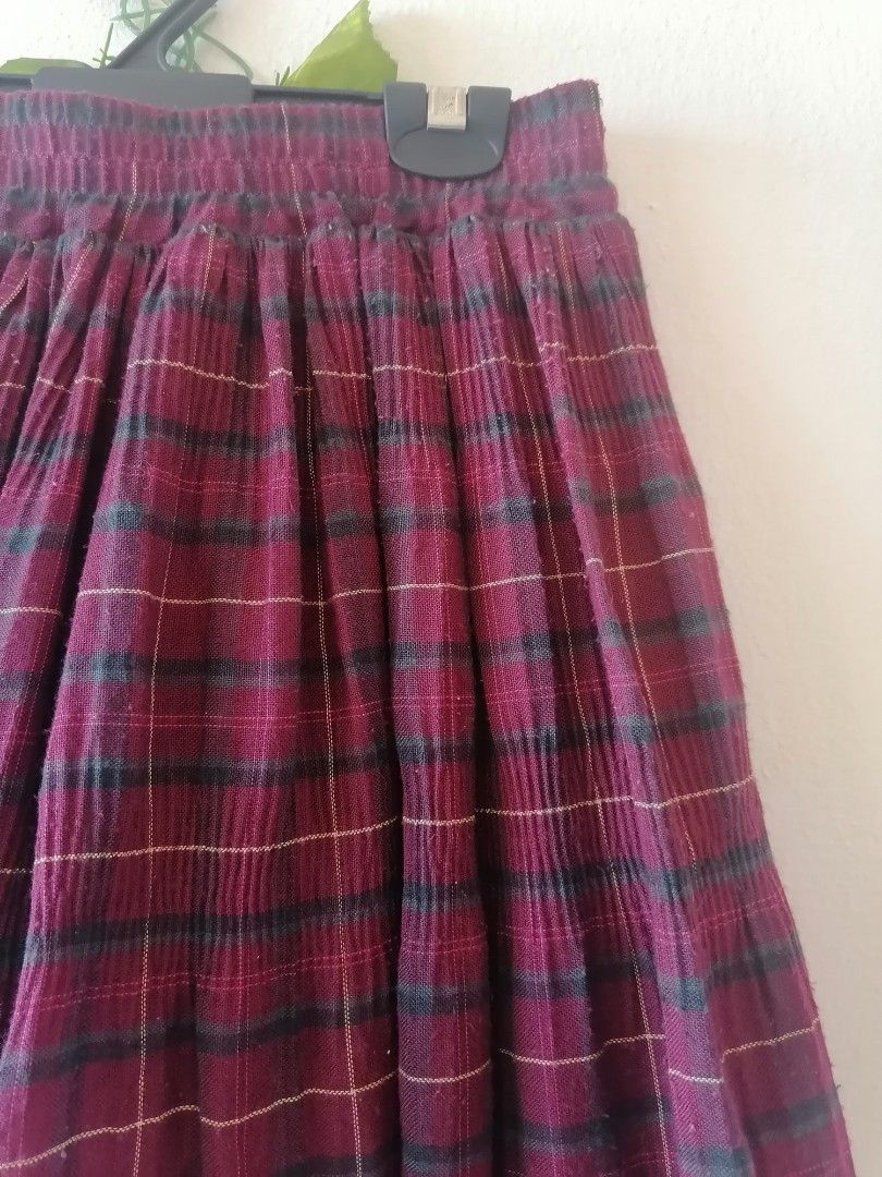 Plaid midi hot sale skirt 01
